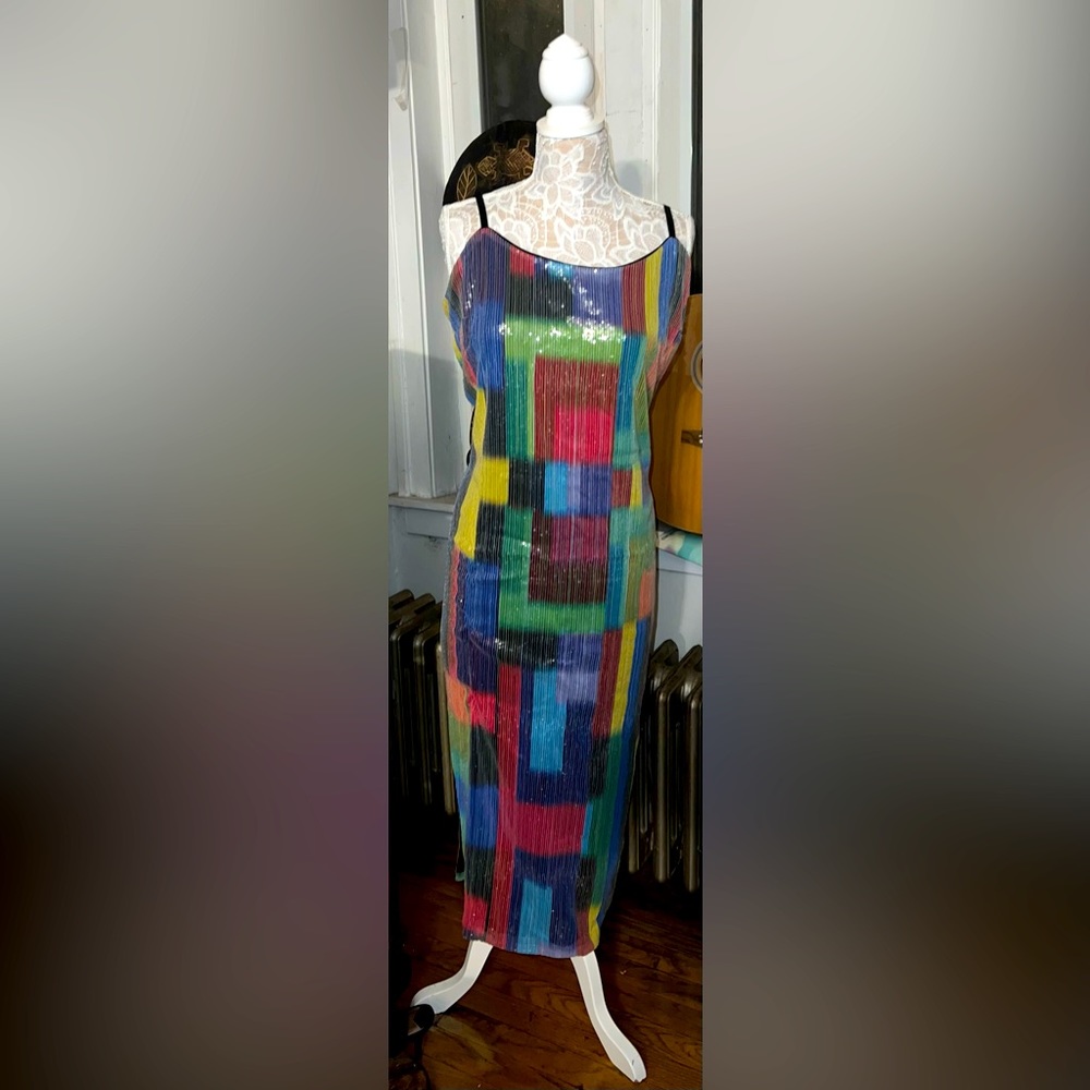 Printed Holiday Sequin Dress Eloquii